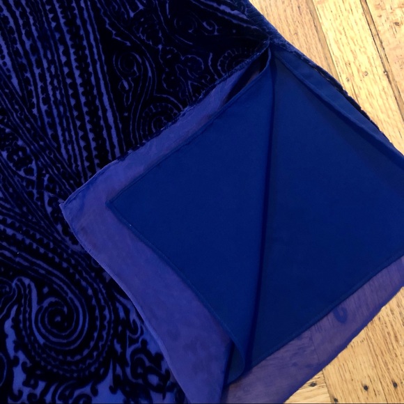 VINTAGE PURPLE PATTERNED VELVET AND CHIFFON DRESS - Picture 6 of 6